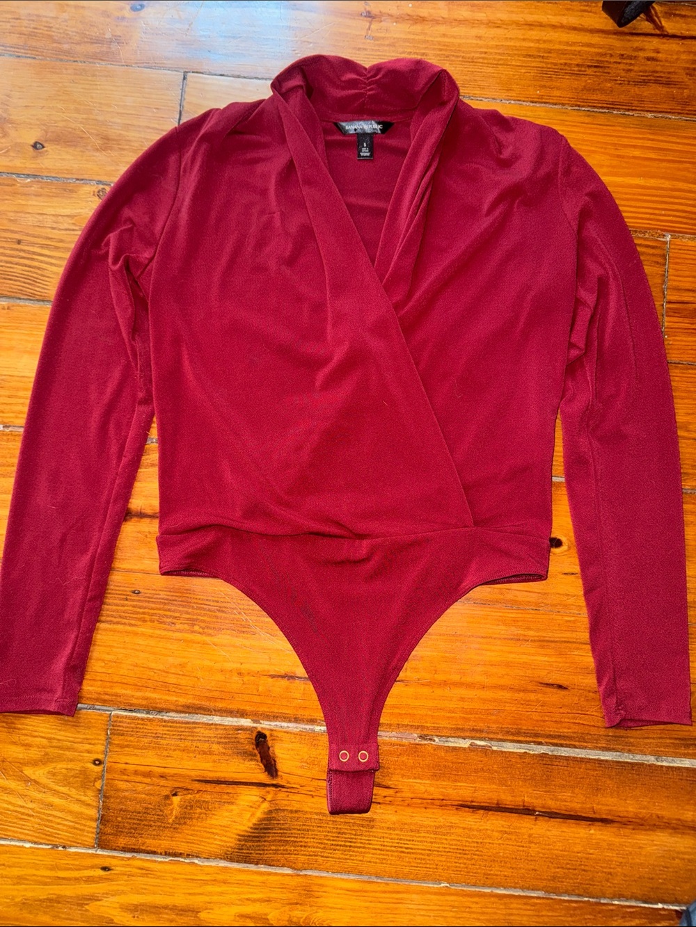Banana Republic Burgundy Wrap-Front Long Sleeve Bodysuit